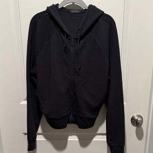 nuuds Black Zip-Up Waffle Hoodie